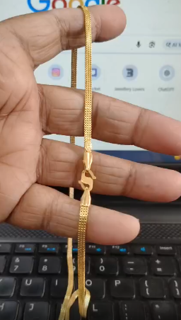 Stylish 1 Gram Gold Forming 3 Line Chain – 24-Inch ( One Chain Only )
