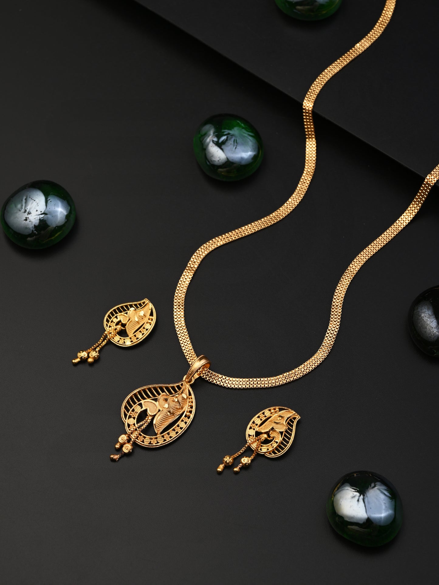 One-Gram Gold Chain Pendant Set with Tops