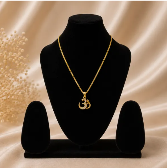 One-Gram Gold Chain Om Pendant Set