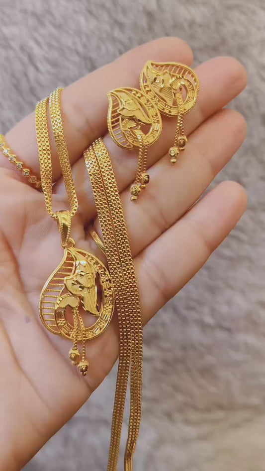 One-Gram Gold Chain Pendant Set with Tops