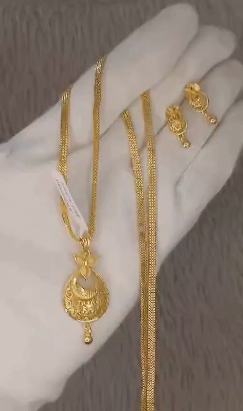 One-Gram Gold Chain Pendant Set with Tops