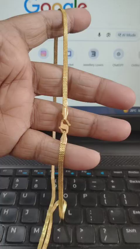 Stylish 1 Gram Gold Forming 3 Line Chain – 24-Inch ( One Chain Only )