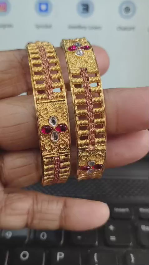 One Gram Gold Forming Kada for Men & Women | Traditional Gold-Plated Bracelet | Elegant Ethnic Jewelry
